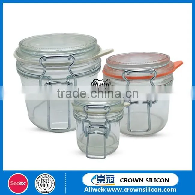 80ml 300ml 350 glass storage jar sealed cans with silicone seal rign