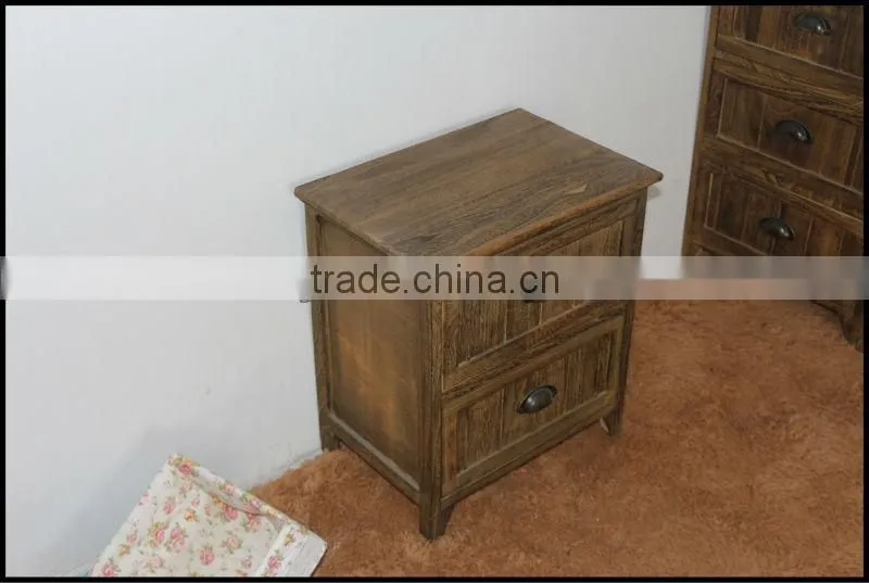 UEnjoy Shabby Chic Pair of Bedside Table Unit Wooden Cabinet 2 Drawers Nightstand Bedroom
