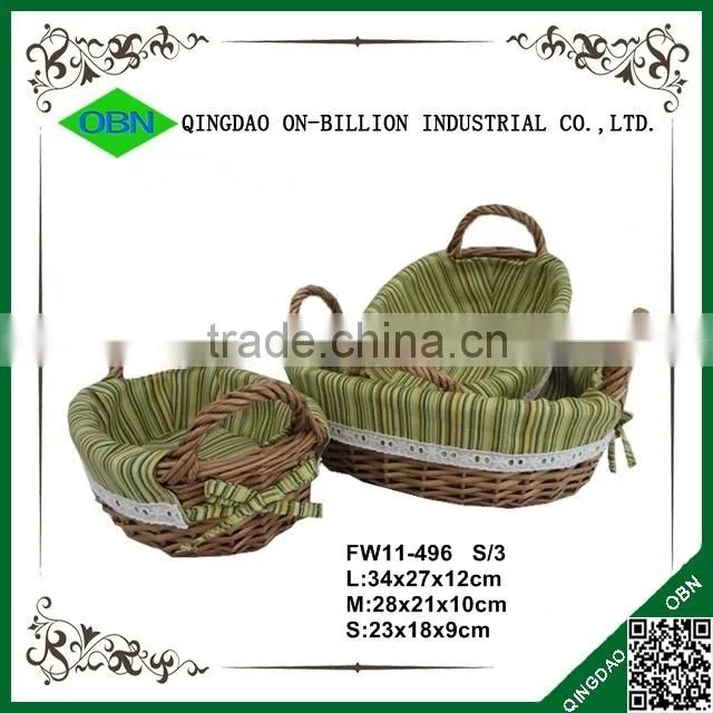 Sets cheap handmade wicker bread basket with liner