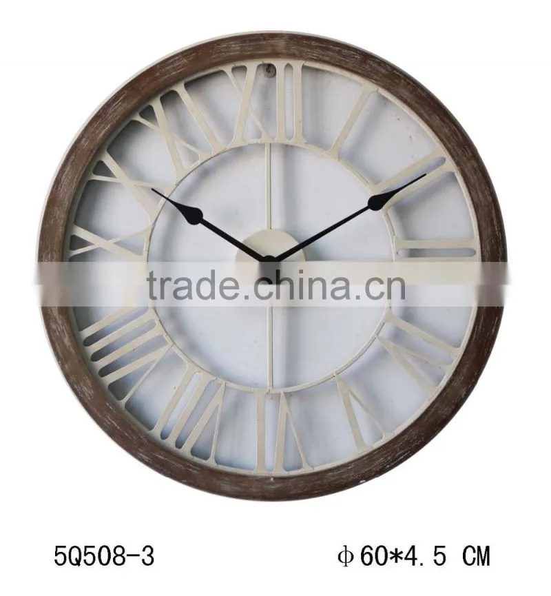 recycled round black metal vintage wall clock factory sell