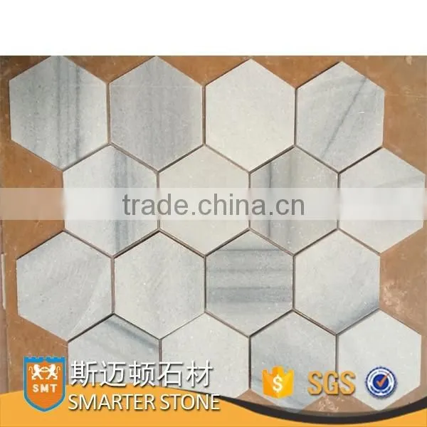 Spray grey marble stone white grey marble mosaic with mesh