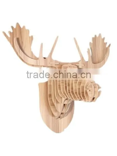 wooden animal heads trophy head bull