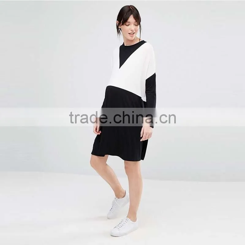 2016 Autumn Women Colour Block Design Maternity Maxi Dress HSD9705