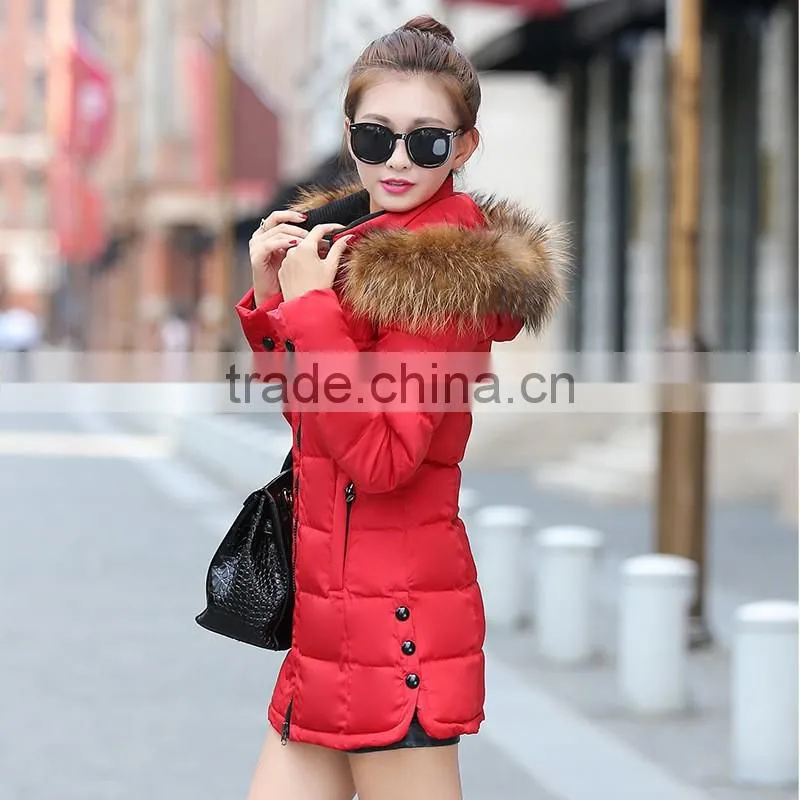 Plus Size New 2016 Winter Women Jacket Down Coat Fur Collar Hood Parka Coat Thick Jacket