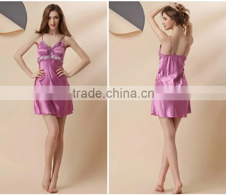 2015 wholesale good quality Soft pajamas Fashion Chiffon Pajamas silky pajamas