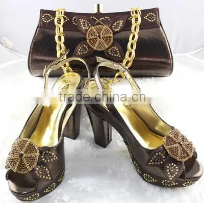 Bestway coffee shoes and bags set 2016 new fashion design shoes MG0096