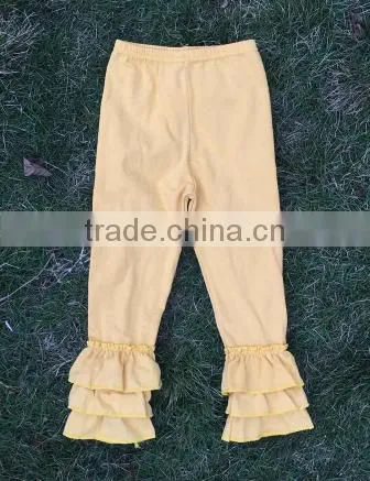 2015 girls ruffle leggings solid colors kids cotton pants wholesale girls triple ruffle pants