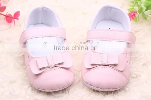 PU Leather Princess Bow Girls Kids Newborn Baby Flat First Walkers Shoes