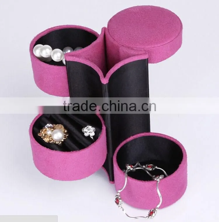 New Arrival 3 Layer Folding Jewelry Box,Velvet organizer box for jewelry