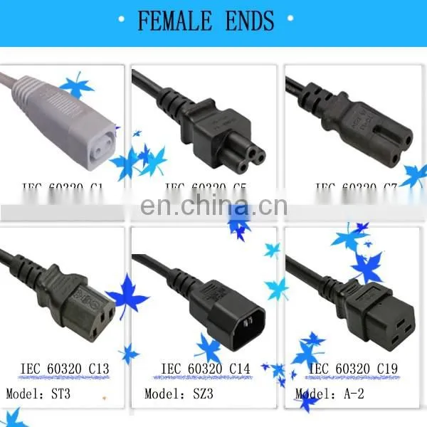 Electric cable reel power cord,NEMA male plug IEC female plug ac cable power cord for hp laptop touch screen