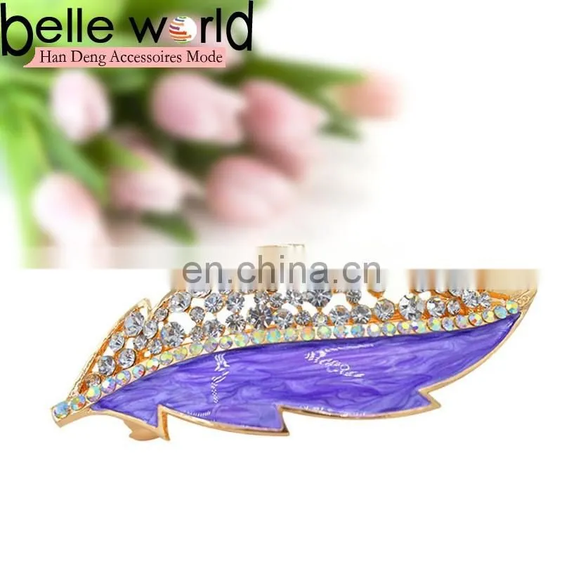 Elegant Leaf Shape Zinc Alloy Rhinestone Hair Barrette Clips
