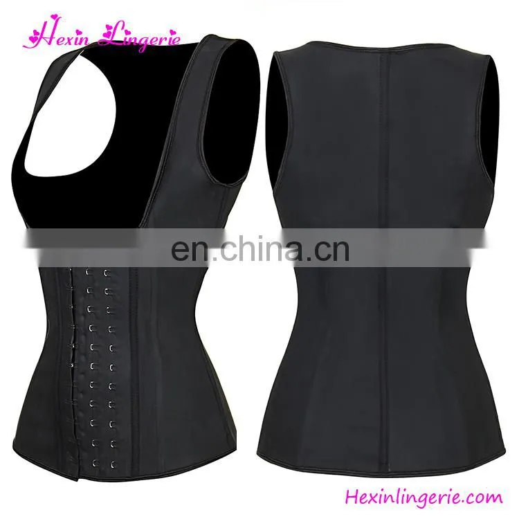 Latex Rubber Black 9 Steel Boned Figure Shaping Women Buckle Corset Women