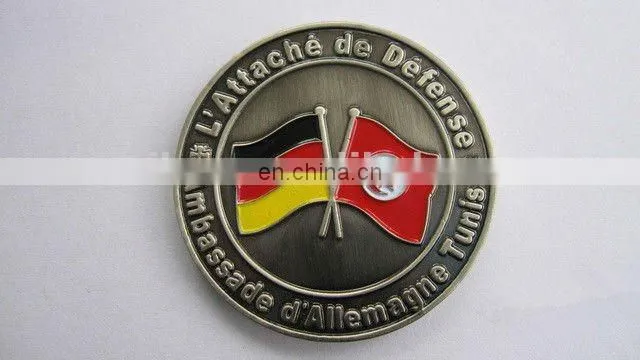 Wholesale metal epoxy soft enamel coin with gold plating