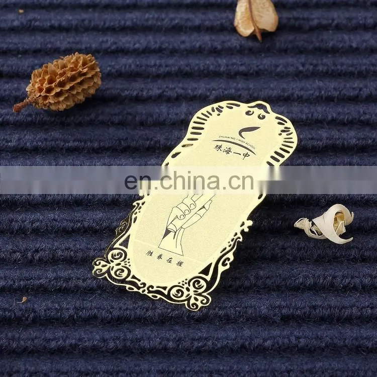 promotional gifts customized corrosion logo matte gold color wholesalse bookmark