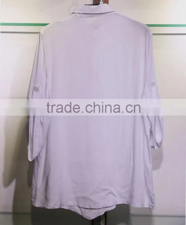 fancy button asymmetric hem women's blouse