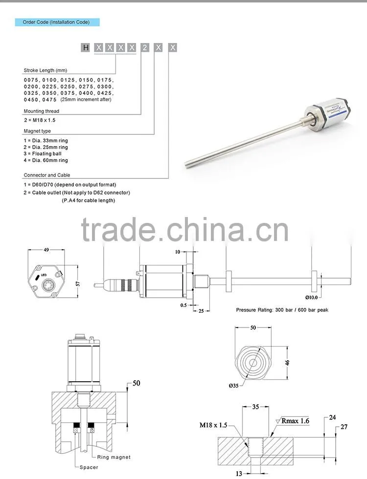 Special Price Temposonics Long Linear Potentiometer Replacement Start Stop Level Transducer