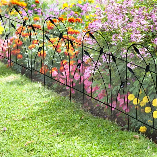 black wrought iron garden fence