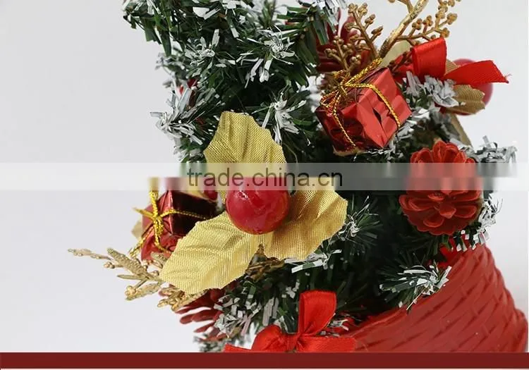 Red Flower Basket PVC Mini Christmas Tree For Christmas Decoration
