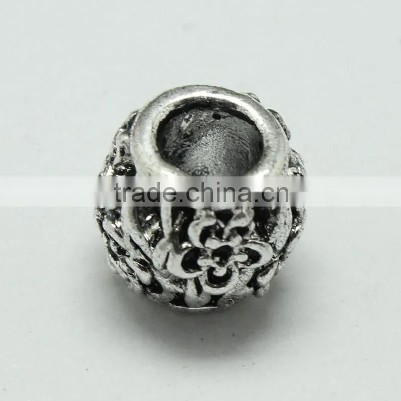 Round Zinc Alloy Anti-Silver Pdora Bracelet Beads