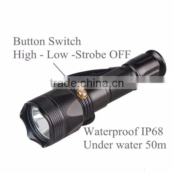 Waterproof Scuba Diving Light 3W LED Diving Flashlight with Button Switch YT-70