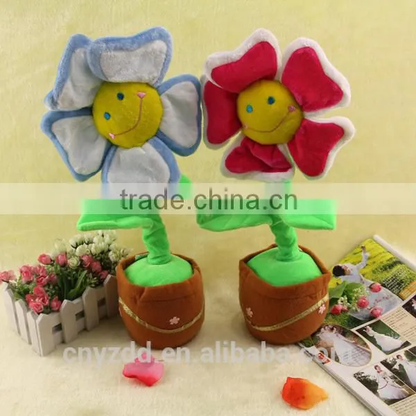Soft Electronic Flower Singing Toy/Stufferd Toy Flower with Sound Sensor Controll