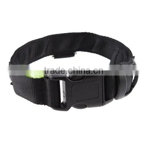 Adjustable LED Fiber Illumination Pet/Dog Collar, Medium, Green