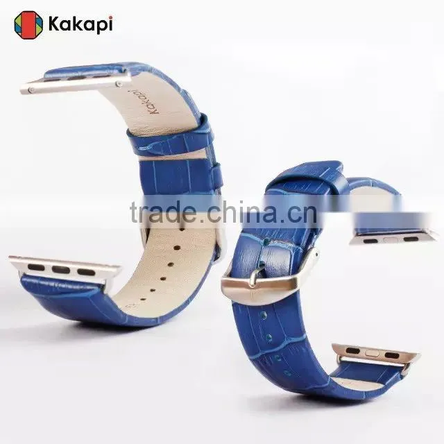 Kakapi Drawing Buckle Genuine Leather Watch Band Wrist Strap With Watchband Converter For 38MM Apple Watch MT-3912