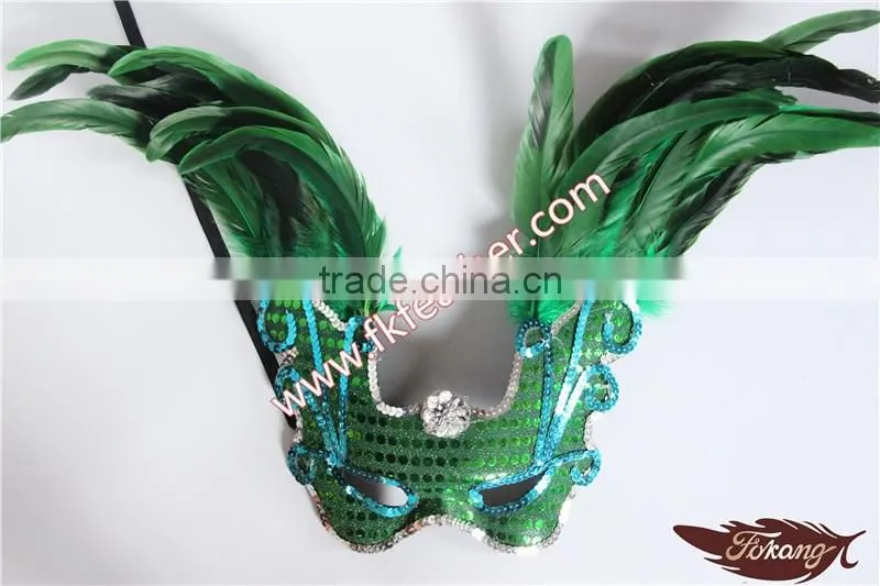 Wholesale Party Mask With Rooster Tail Feather Decoration