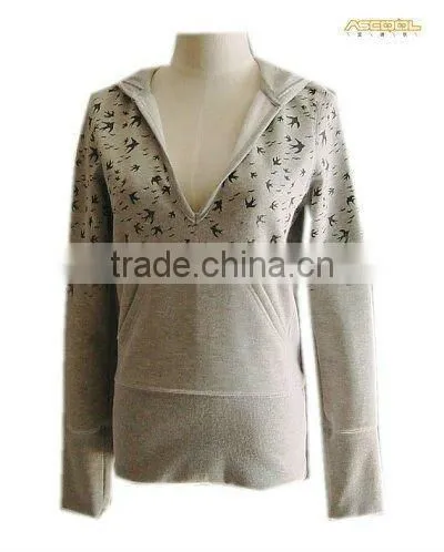 100% Cotton Jersey Knit Fleece Women Hoody