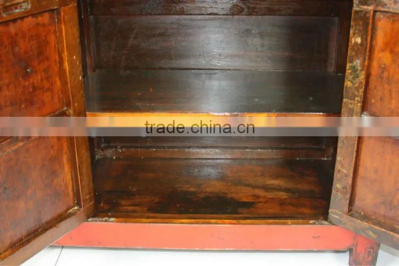 Antique Chinese Red Lacquer Wooden Sideboard