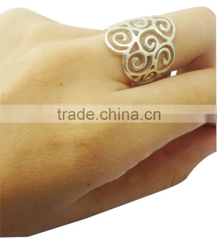 "God with Us"Plain Hollow Ring for Engagement,Silver Jewelry Fashion Couple Ring