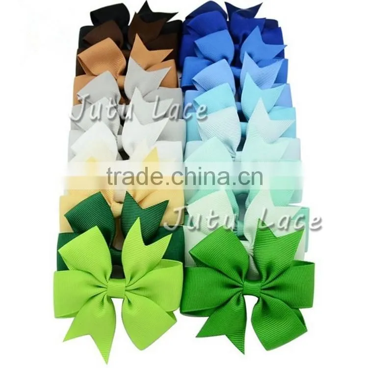 Low-priced grosgrain 8cm ribbon bow with hair clips in 40colors- children girl hair accessories clips