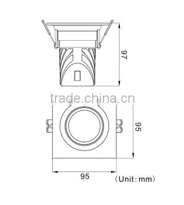 square cob led spot ceiling light 15W