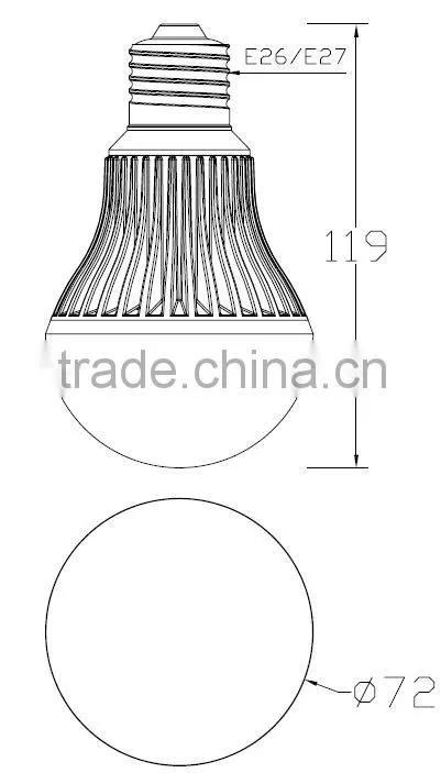 Sinoco hot sale cUL 7 watt led bulb e27/26