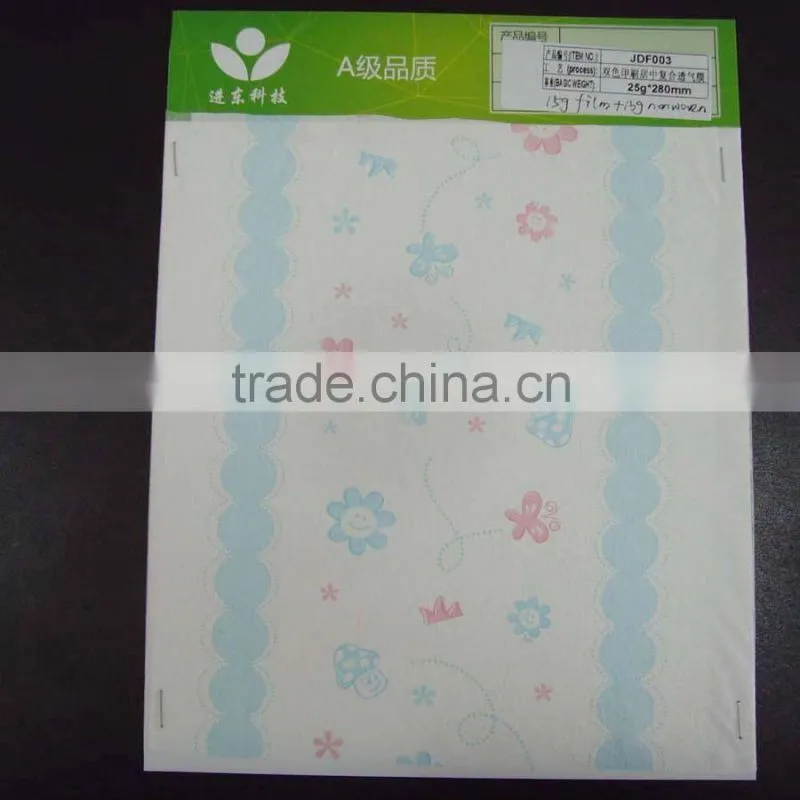 Nonwoven Printed PE film of diaper raw material and breathable PE film backsheet