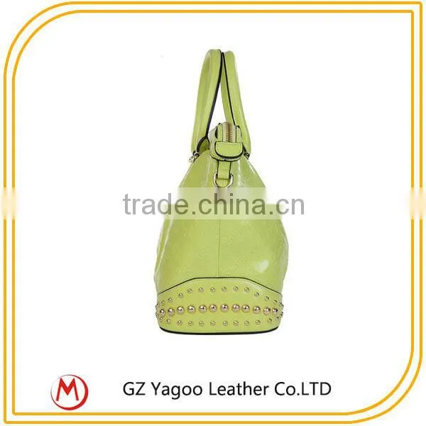 HIGH quality women leather tote rivet bag guangzhou handbag factory