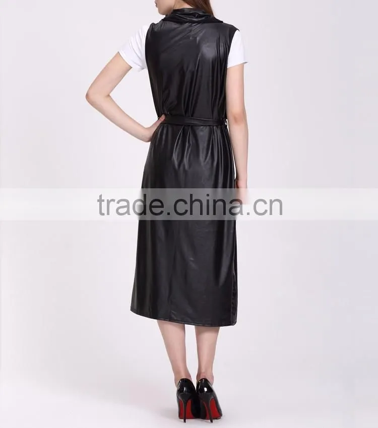 Wholesale Hot Selling Products Black Sleeveless Coat Women Fashion Long Coats in Guangzhou