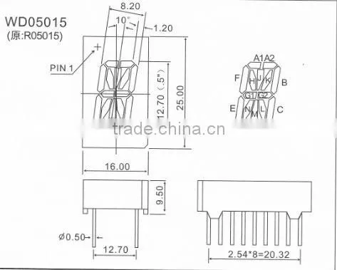 16 segment single digit led display