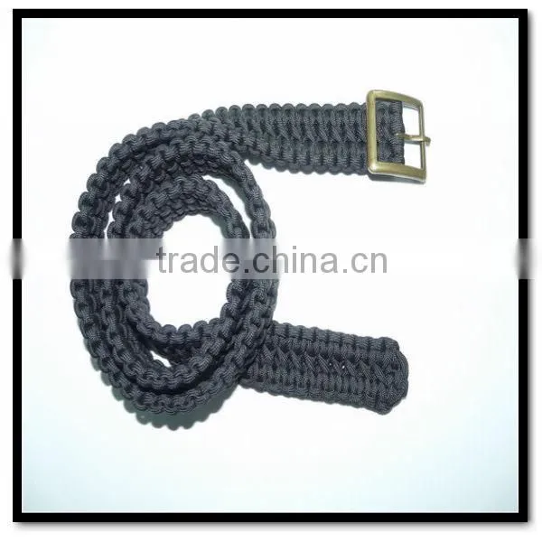 35mm wide black braided nylon belt with square buckle
