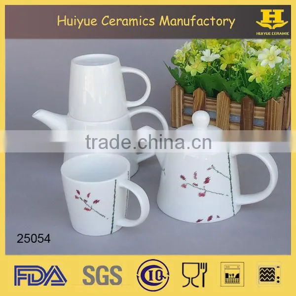 tea set for two, ceramic tea set, tea set with decal printing, new design tea set