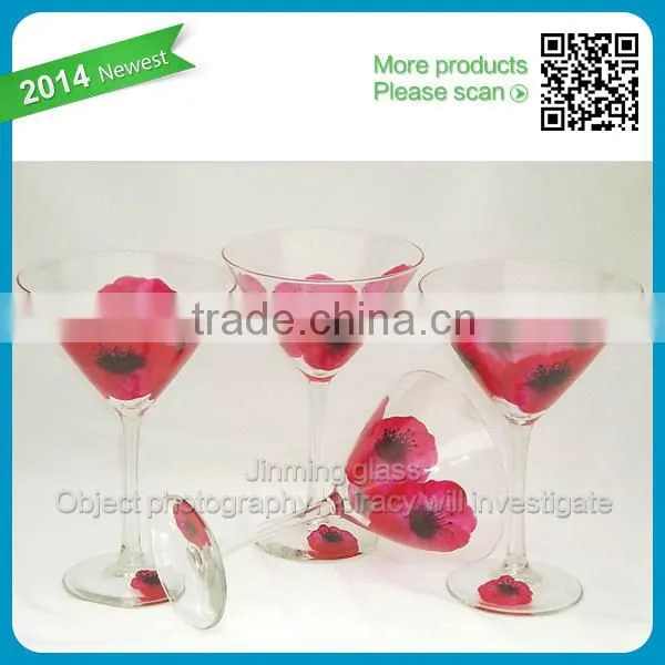 Martini Bright Cocktail Red Paint Margarita Hand Painted Glass Wedding Gift