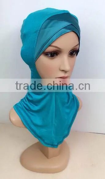 C063 new style satin double crossover ninja inner underscarf,full underscarf to cover neck