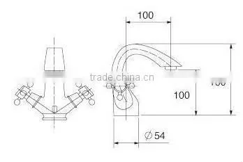 Two Handles Single Hole Antique Brass Basin Faucet QH1751