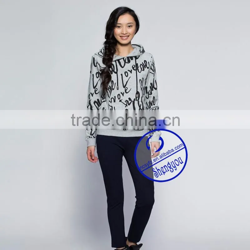 High quality custom women full printed hoodies