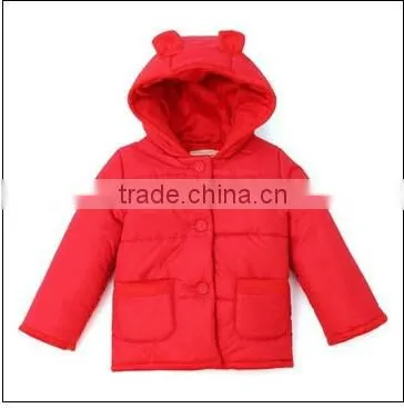 Girls' winter jacket with cotton fleece lining for casual wear children forck design red jacket for girls kids coat