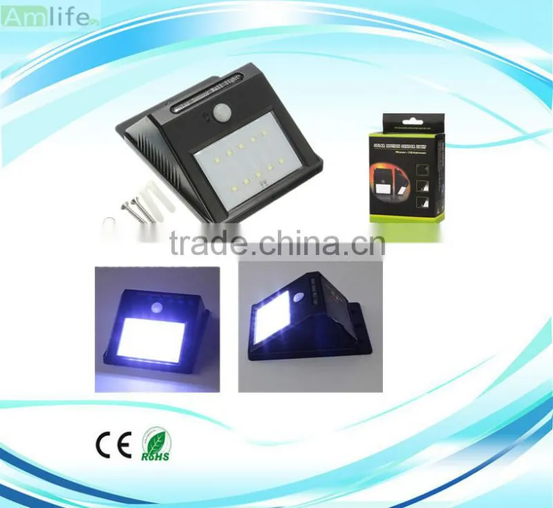 10 pcs security LED triangle wall light ,Solar motion sensor wall light with 10 LED, Solar wall lamp with SMD 2835 10PCS LED