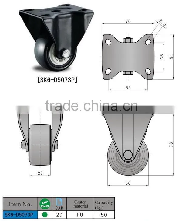SK6-D5073P Low profile heavy duty adjustable caster