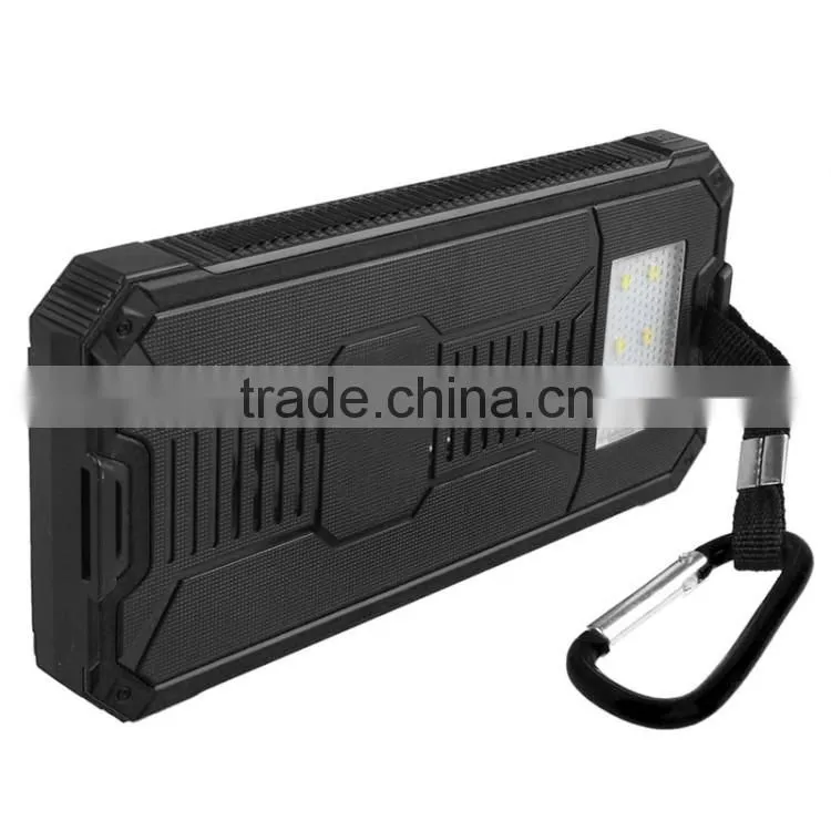 2016 trending products 12000mah solar power bank charger with led light