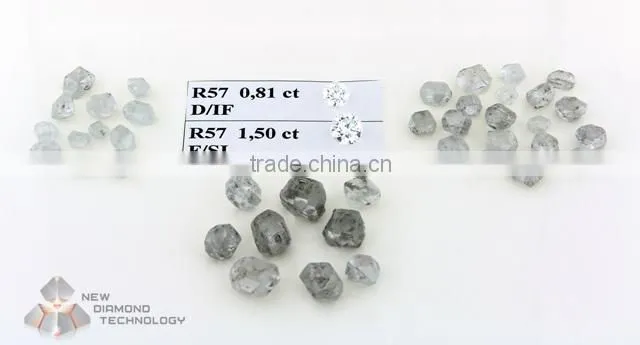 Colorless lab-grown single-crystal rough diamond