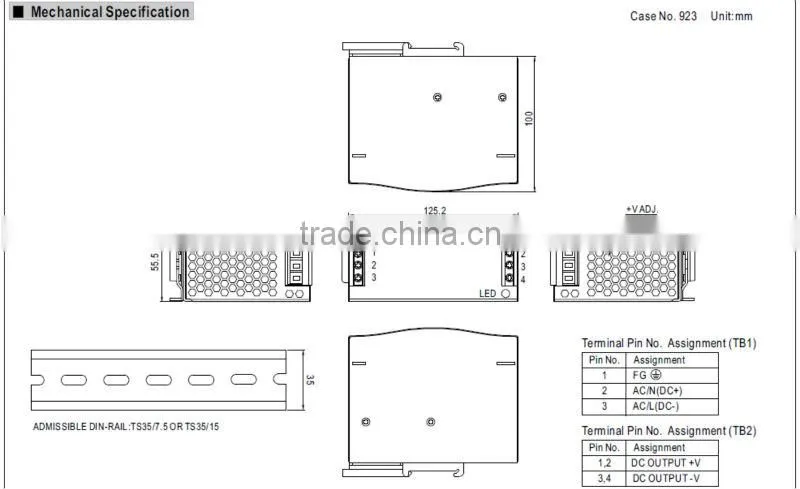 Meanwell din rail DR-75-12 12V 75W Single Output Industrial DIN Rail Power Supply